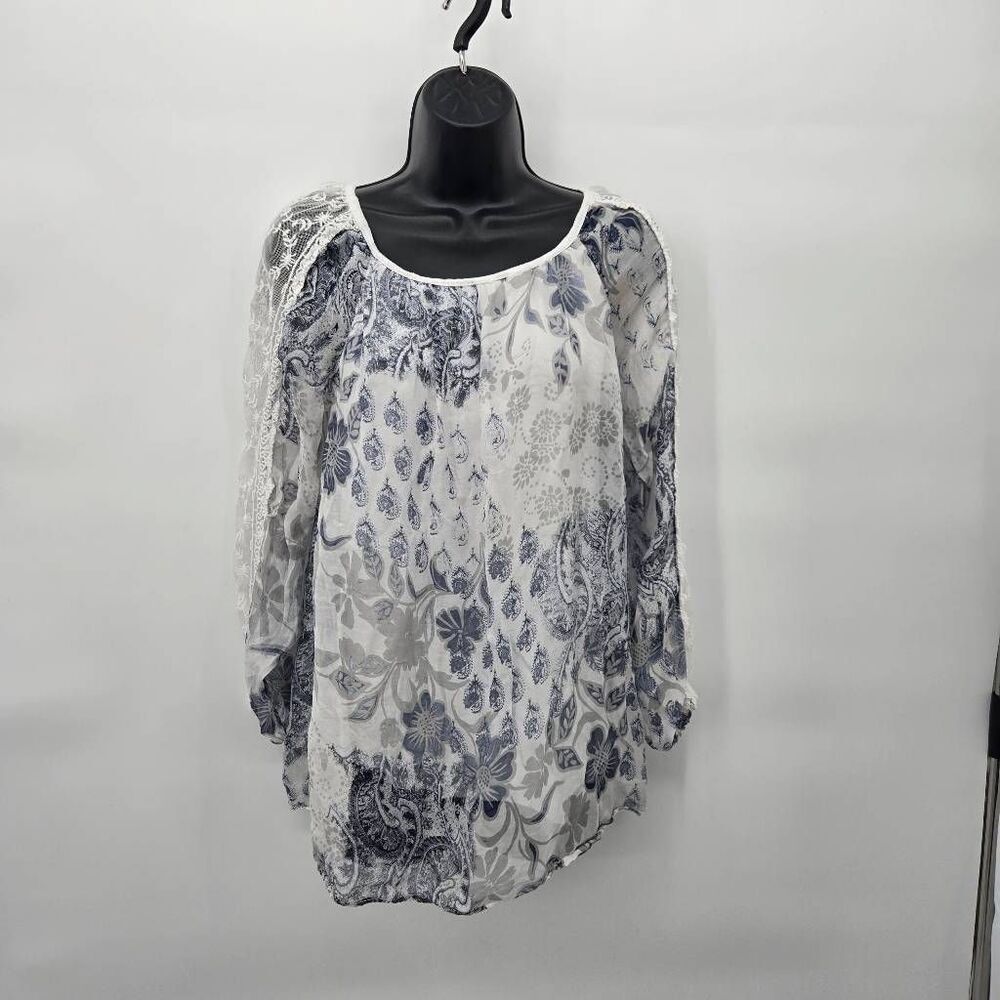 Tempo Paris Floral Silk Blouse Size Small Boho Lined Cottagecore Feminine